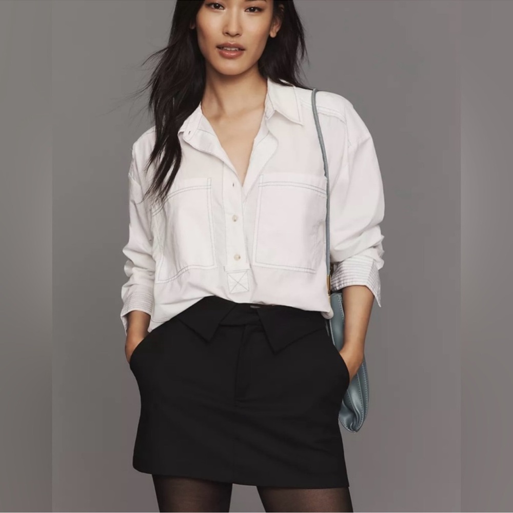Anthropologie PILCRO PLACKET BACK SLIT COTTON SHIRT Size Large
